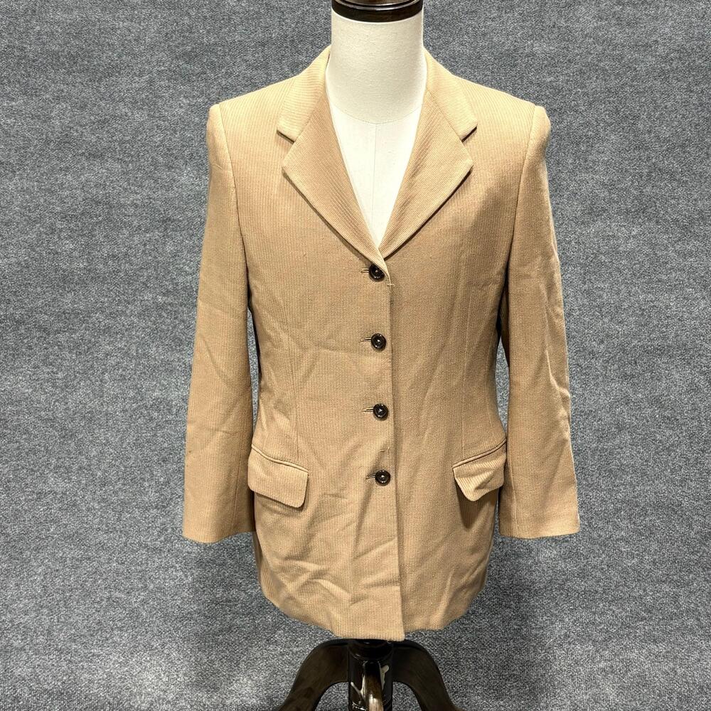 Isaia Blazer Mens IT 46 Beige Wool Elscheidt Stripe Made Italy Sport Coat Jacket